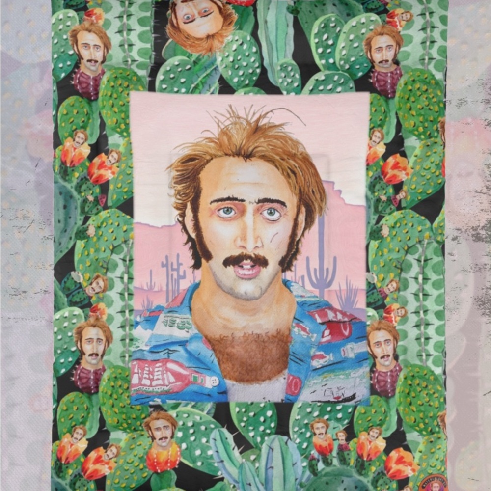 Nicolas Cage Raising Arizona Cactus Acid Trip Queen Comforter